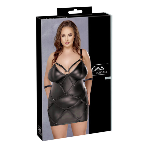 Plus Size Wetlook Kjole med Harness Look og Armlænker