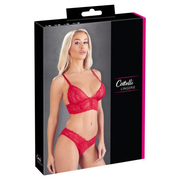 Blonde Bralette med Trusser i Rød